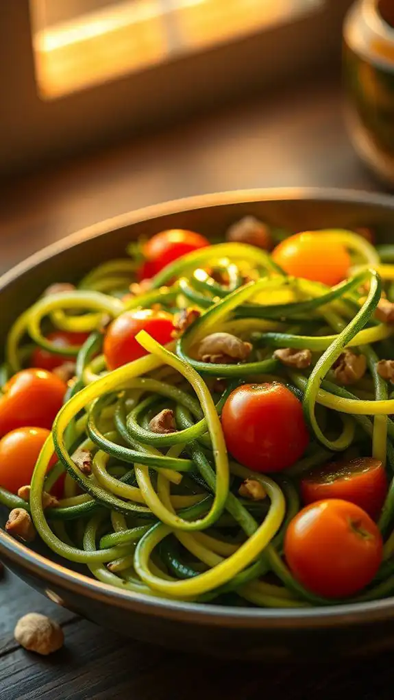 zucchini noodles with pesto