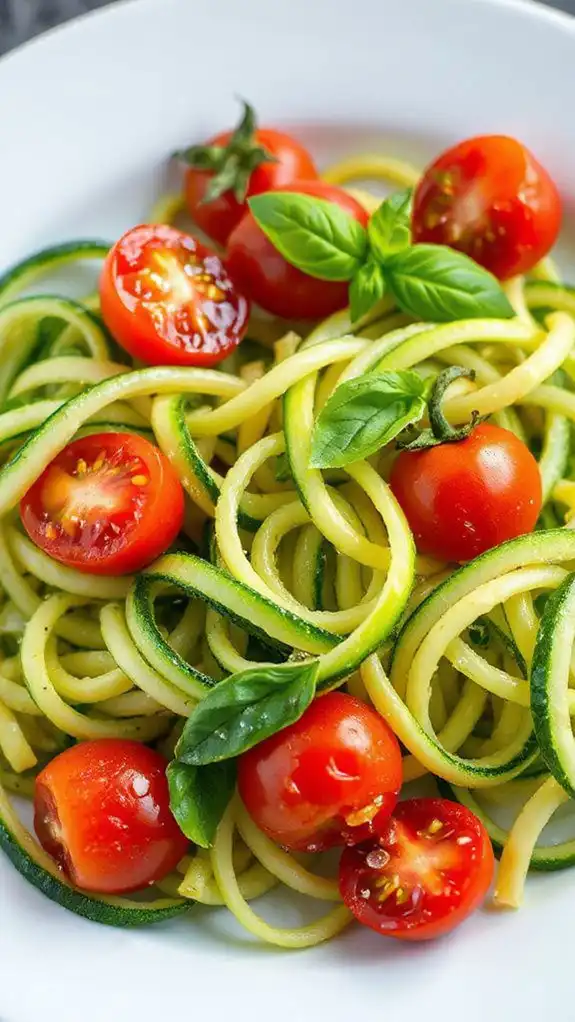 zucchini noodles with tomatoes