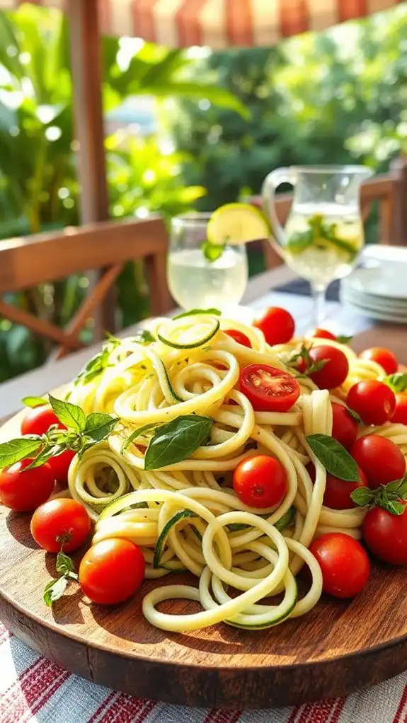 zucchini noodles with tomatoes
