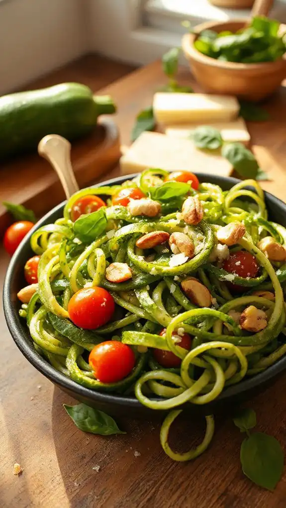 zucchini pasta with pesto