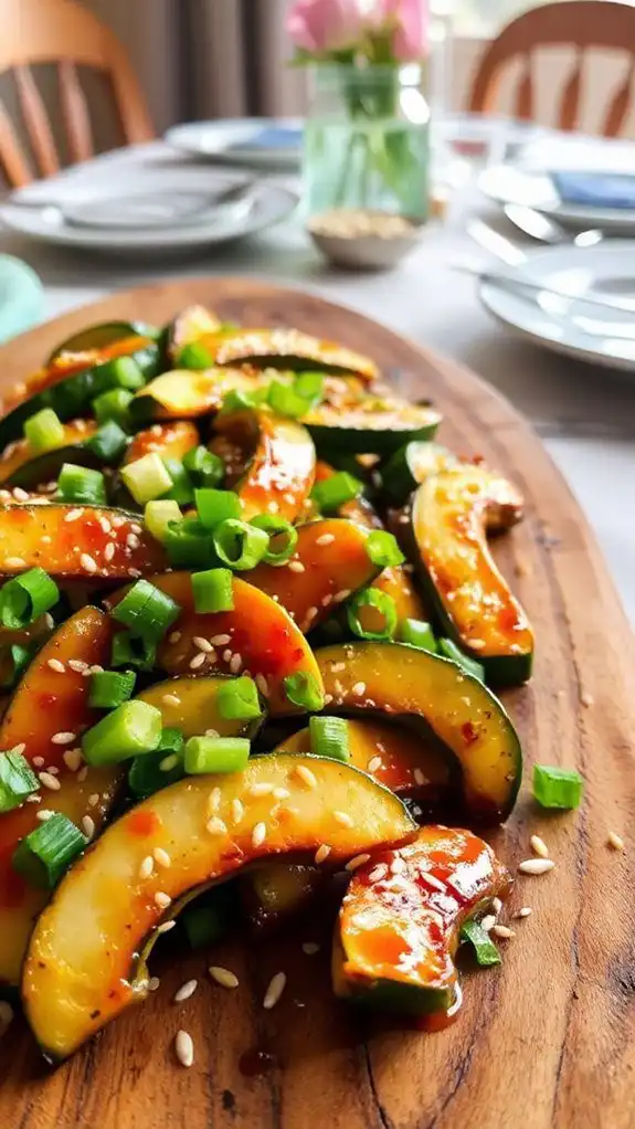 zucchini with sweet chili glaze zucchini with sweet chili glaze