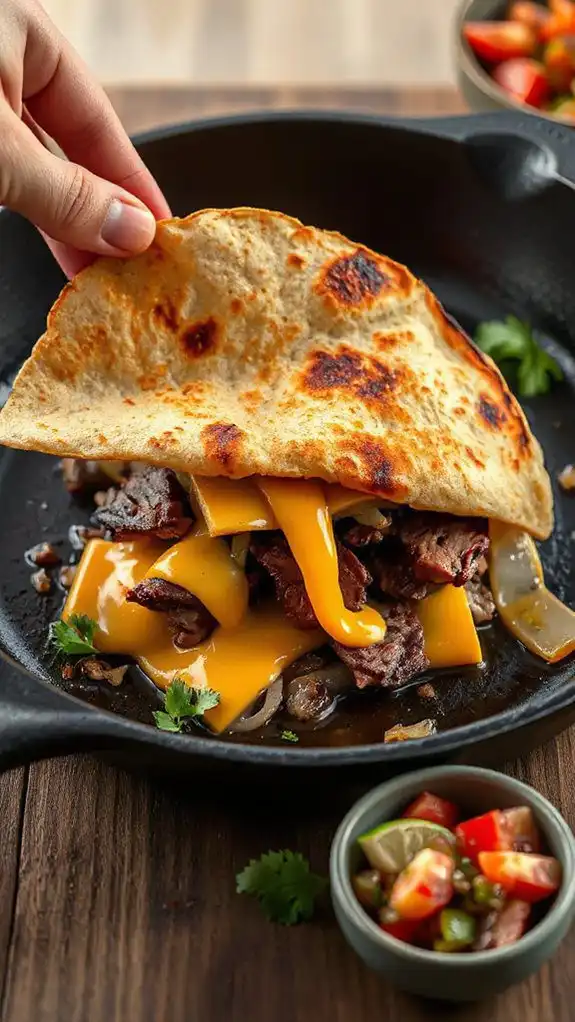 add and flip tortilla