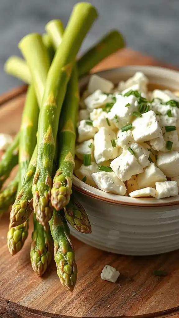 add asparagus and feta