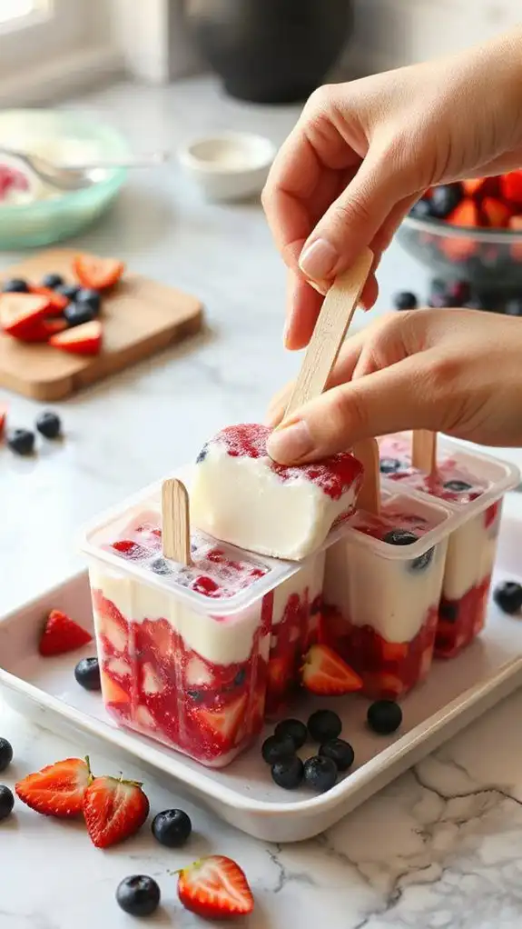 add centered patriotic sticks