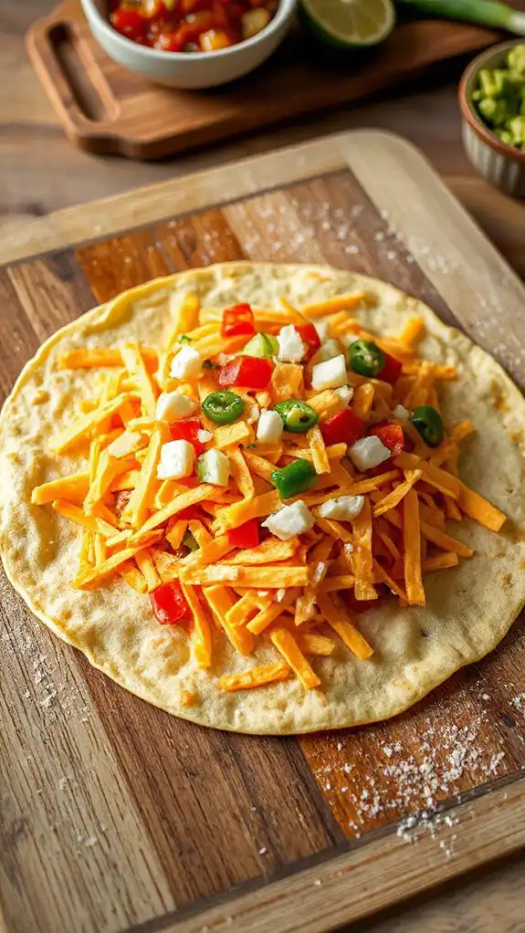 add cheese to tortillas