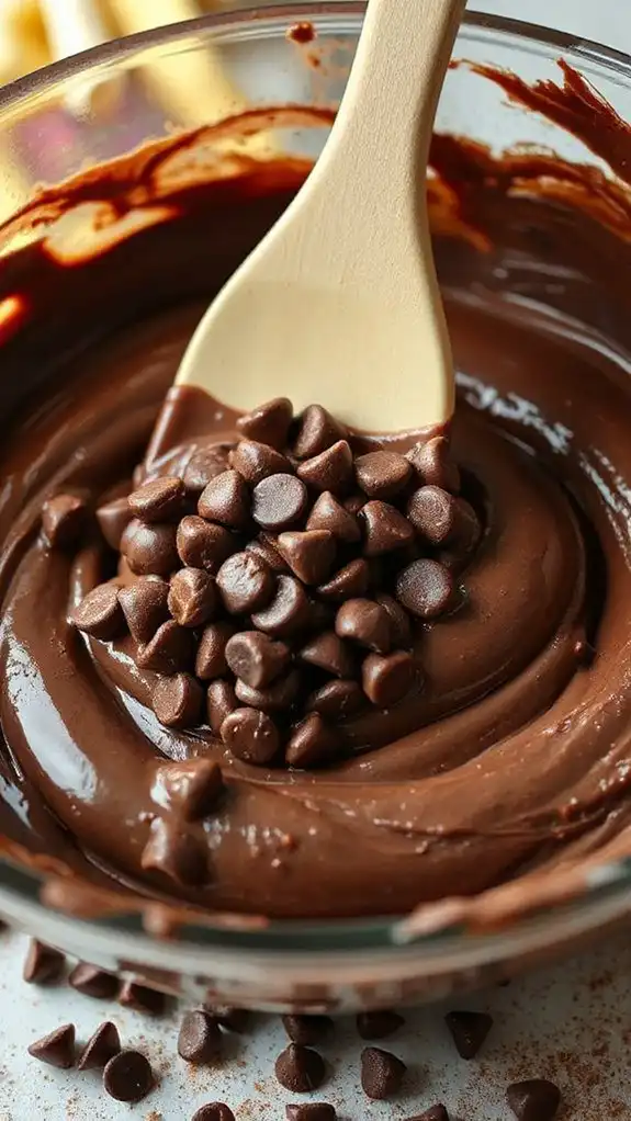 add chocolate chips gently