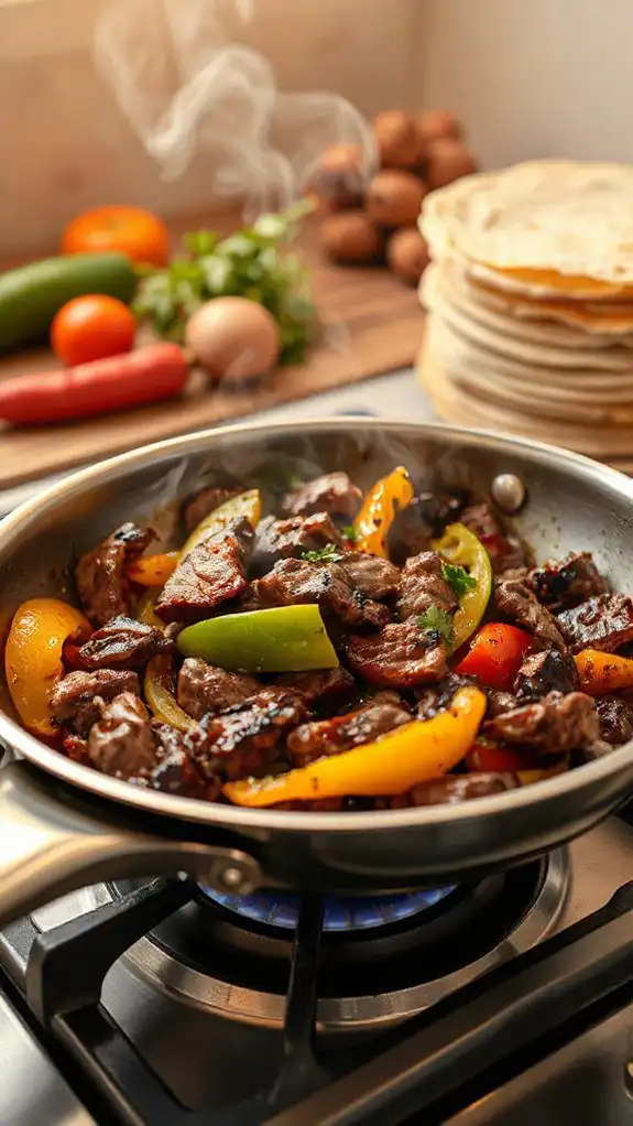 add cooked steak mixture