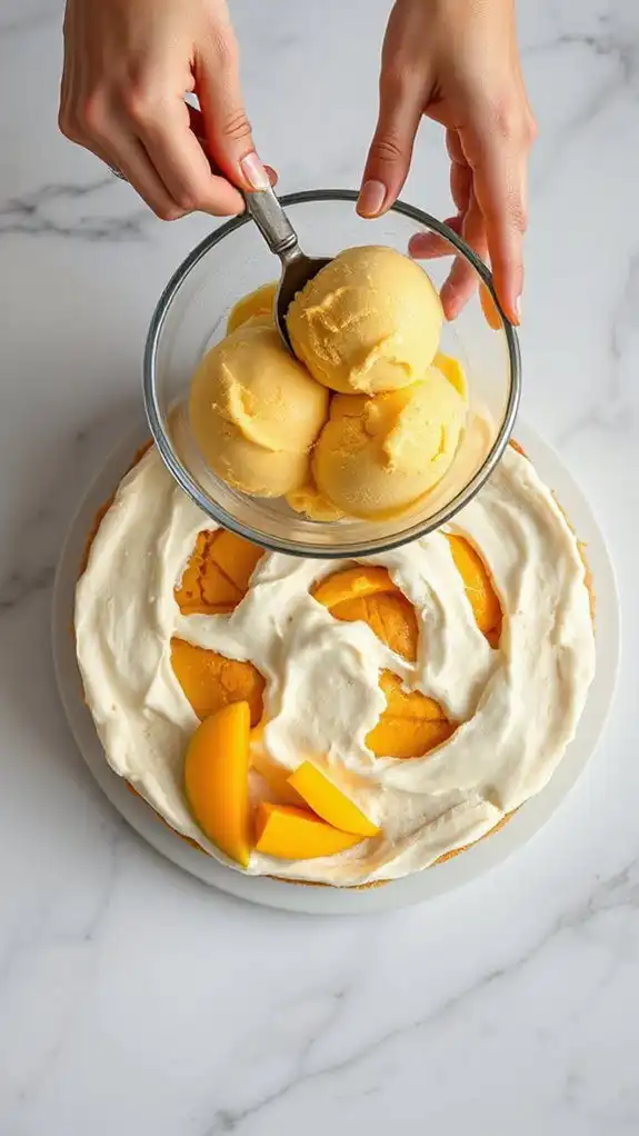 add creamy ice cream layer