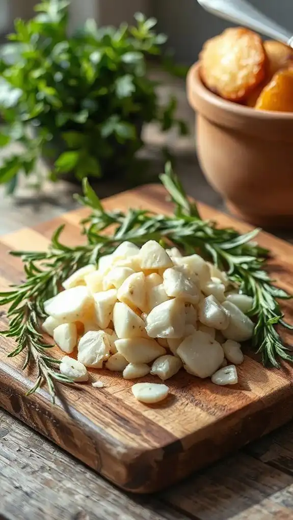 add diced garlic cloves
