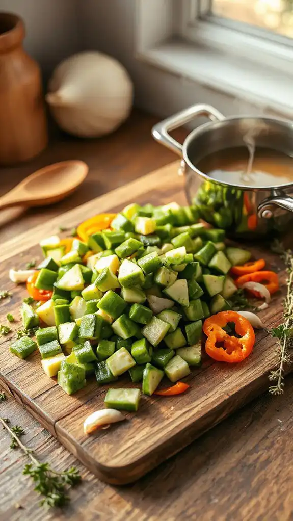 add diced vegetables next