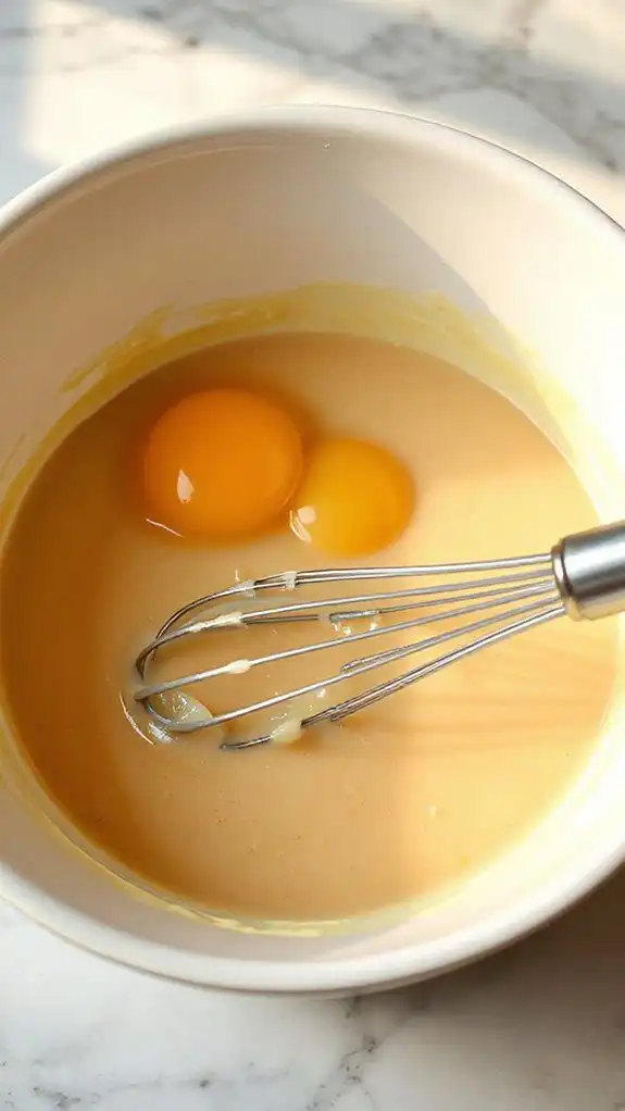 add eggs for emulsification add eggs for emulsification