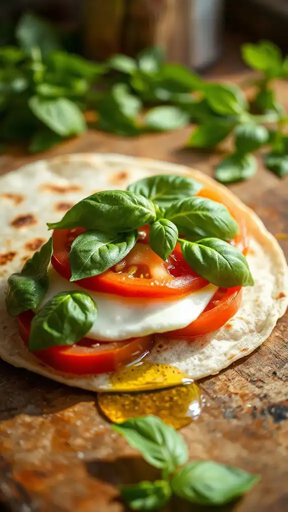 add fresh basil leaves