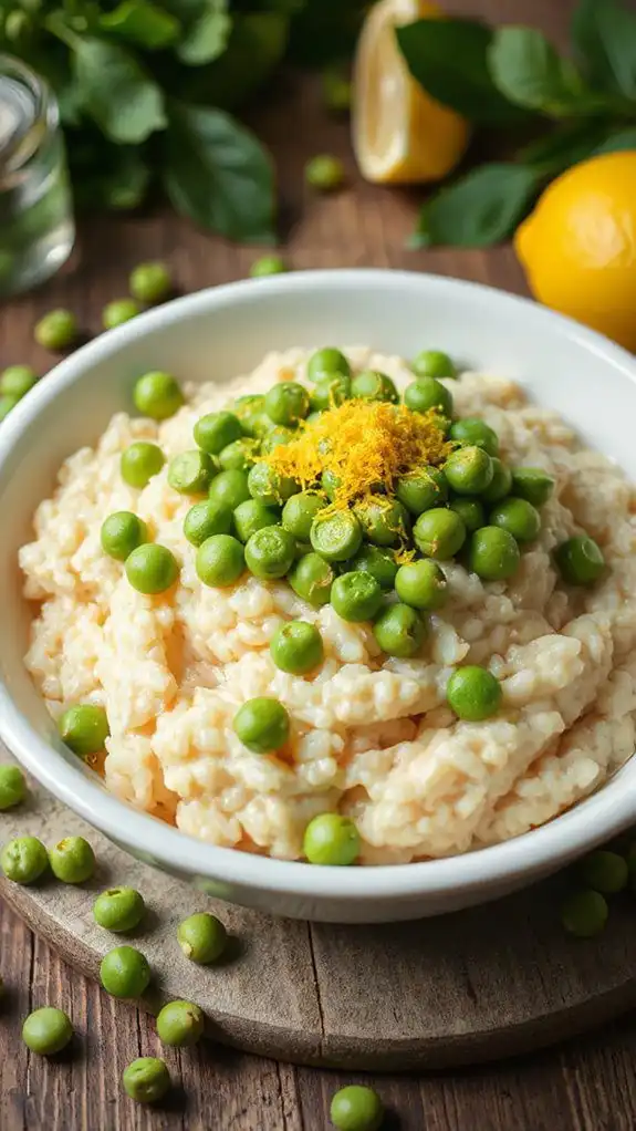 add peas zest lemon