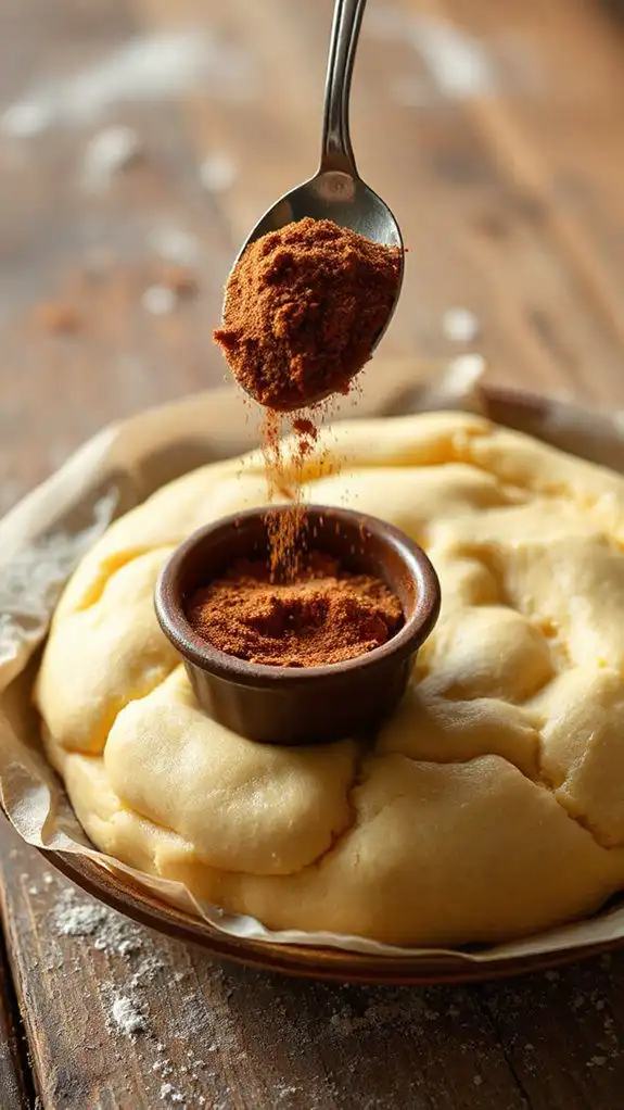 adding aromatic cinnamon topping adding aromatic cinnamon topping