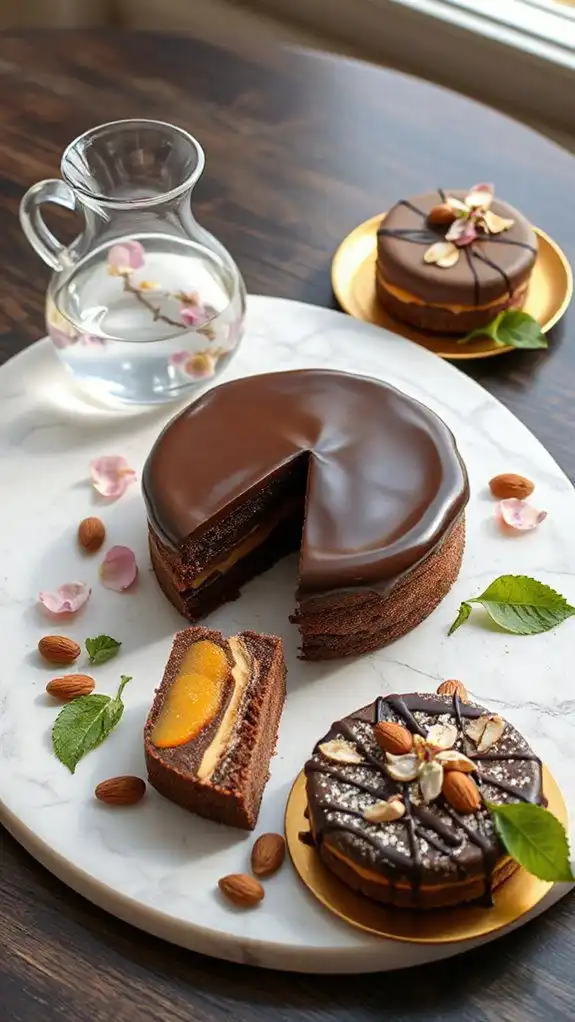 almond chocolate floral dessert