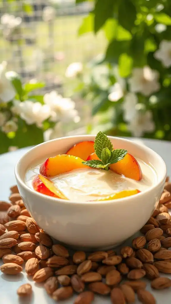 almond custard with peaches