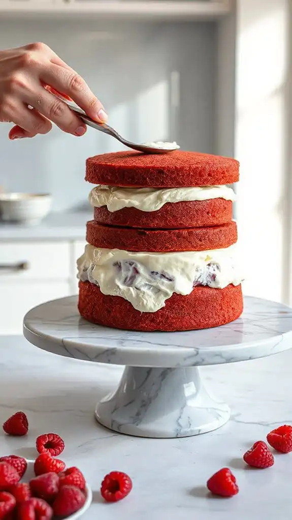 alternate red velvet layers