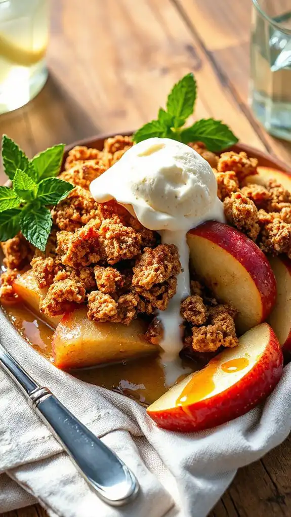 apple crisp with ice cream