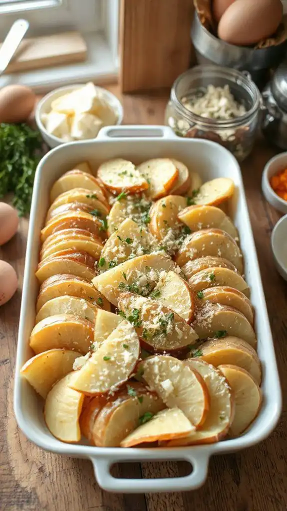arrange potatoes in dish arrange potatoes in dish