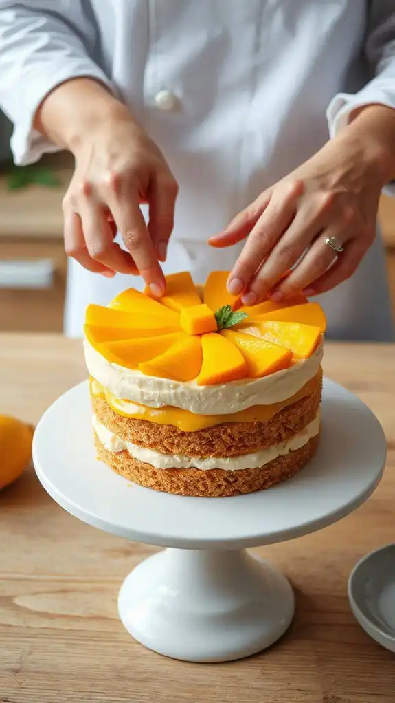 artfully carved mango garnishes