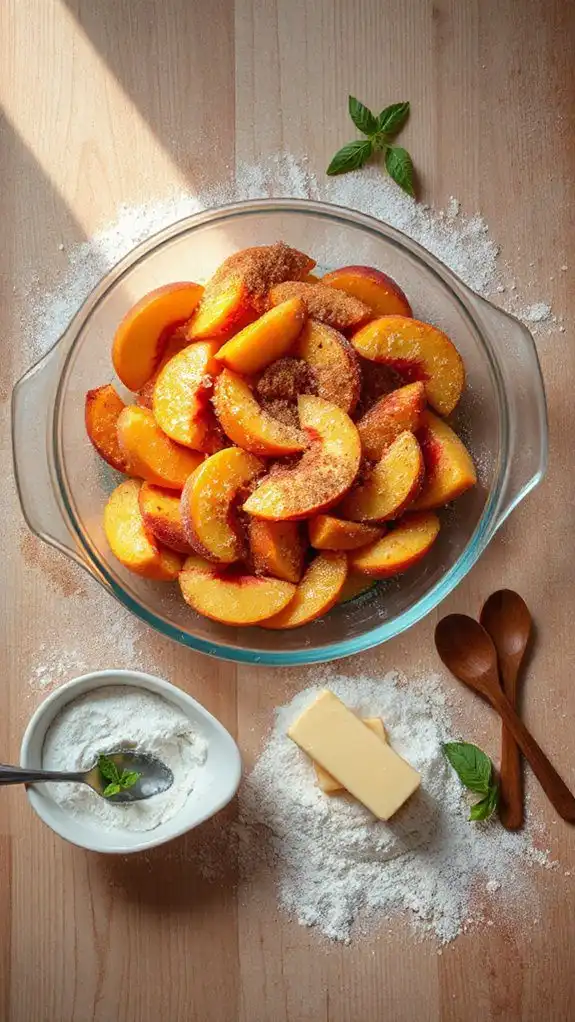 assemble juicy peaches layers