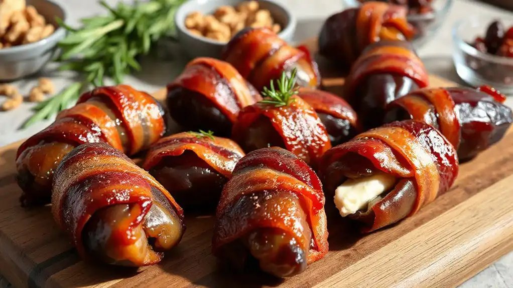 bacon wrapped stuffed dates
