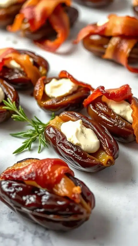 bacon wrapped stuffed dates