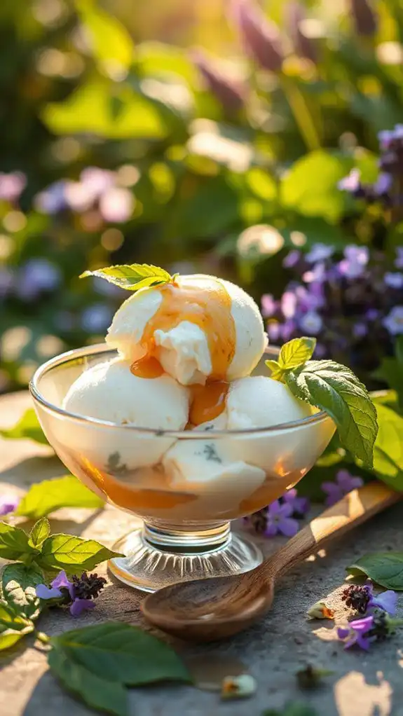 basil coconut ice cream dessert