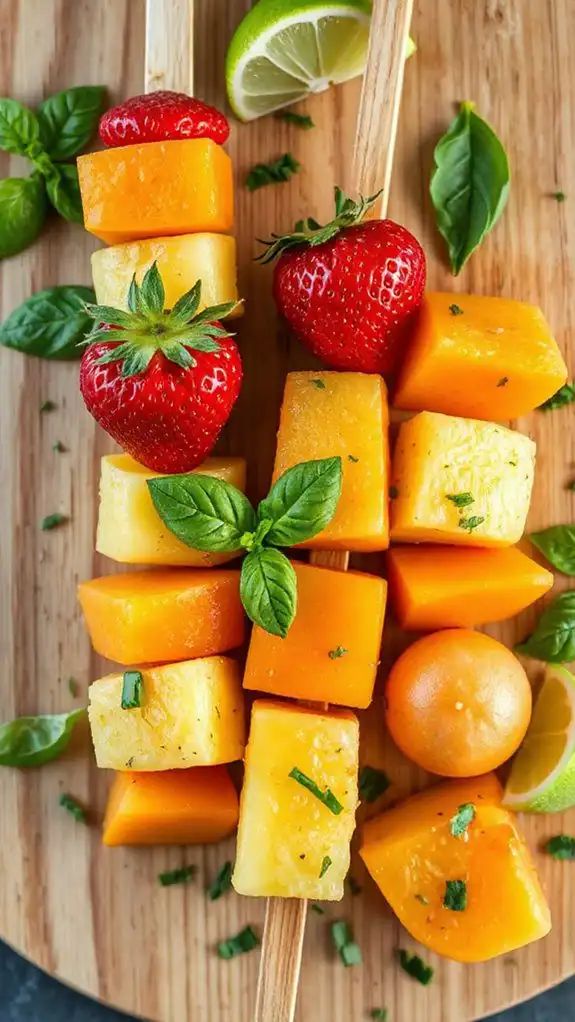 basil lime flavored fruit kabobs