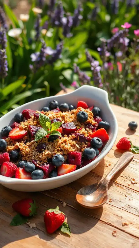 beets and berries crumble dessert