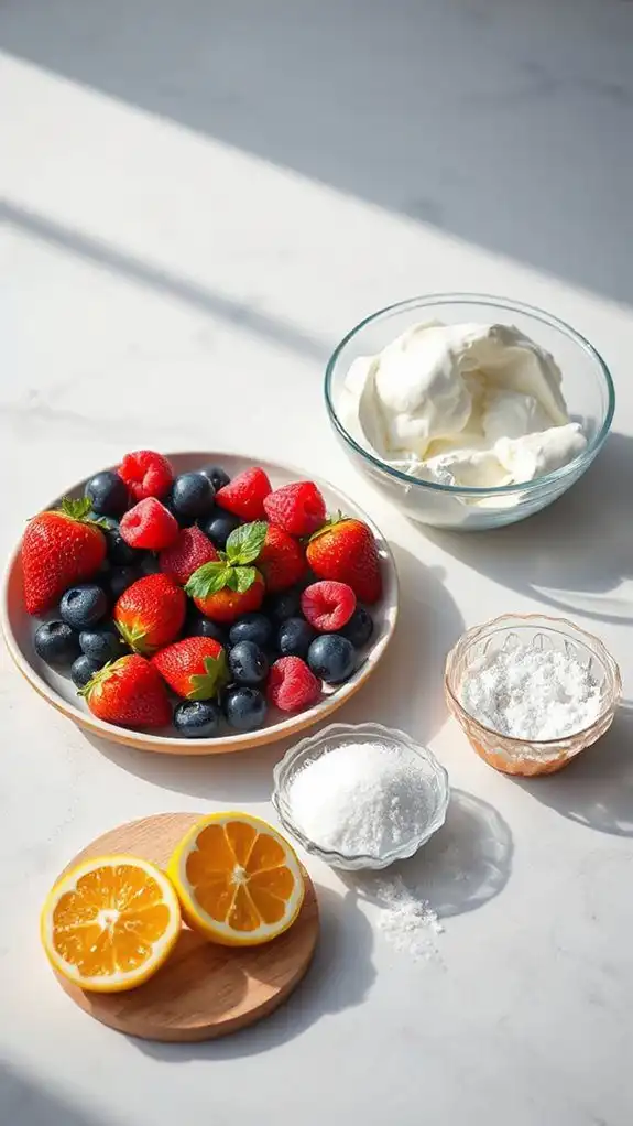 berries egg whites sugar