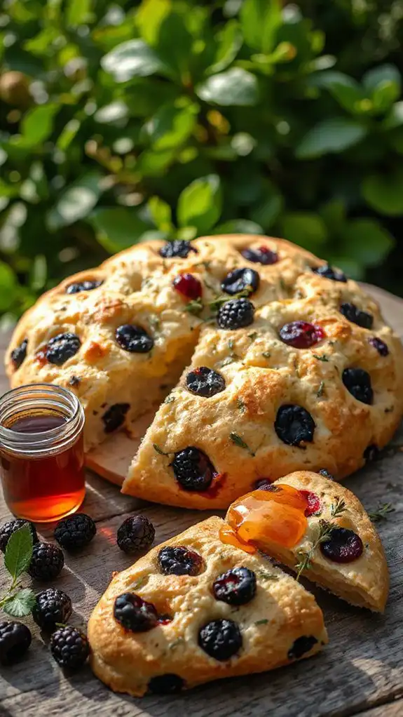 blackberry thyme flavored focaccia