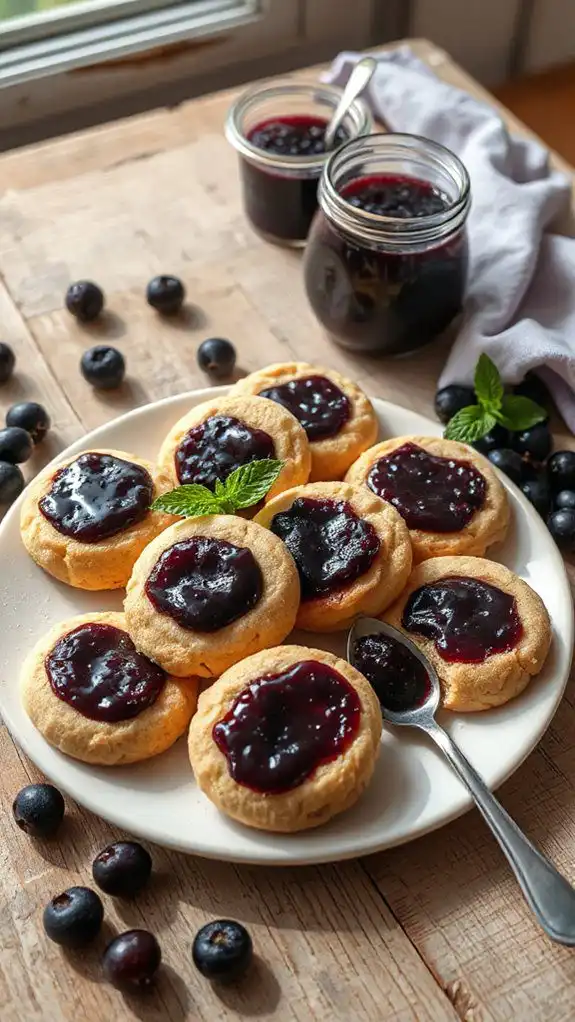 blackcurrant jam thumbprint cookies
