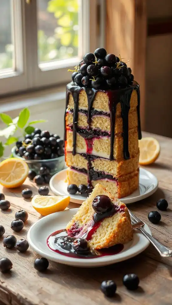 blackcurrant lemon cake layers
