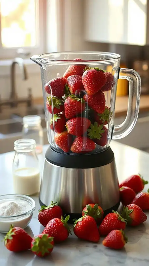 blend strawberry puree meticulously