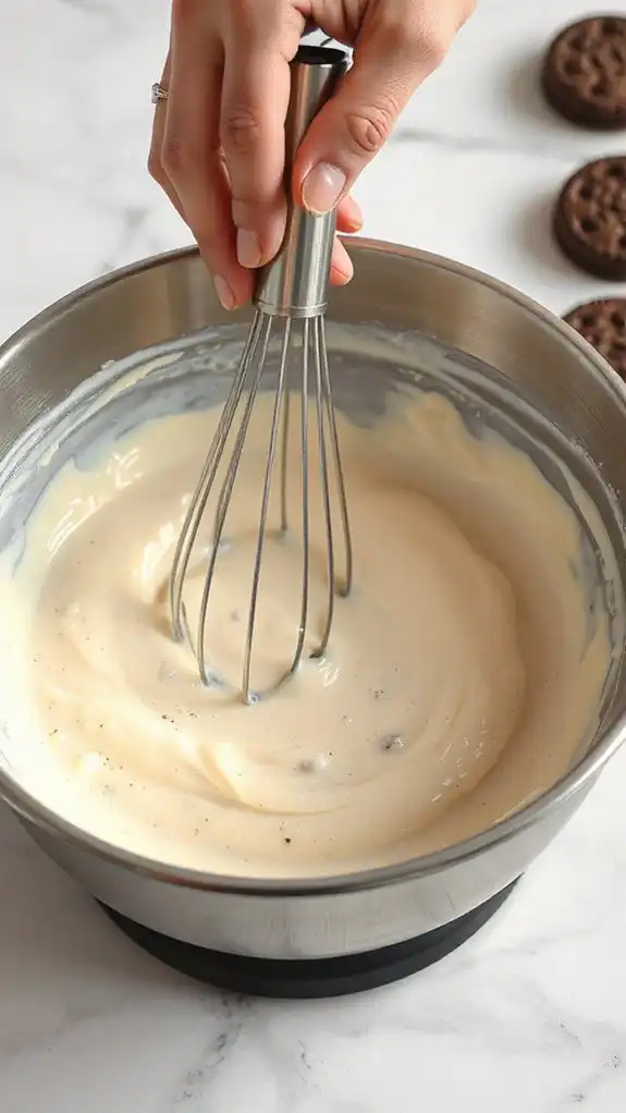 blending into velvety emulsion