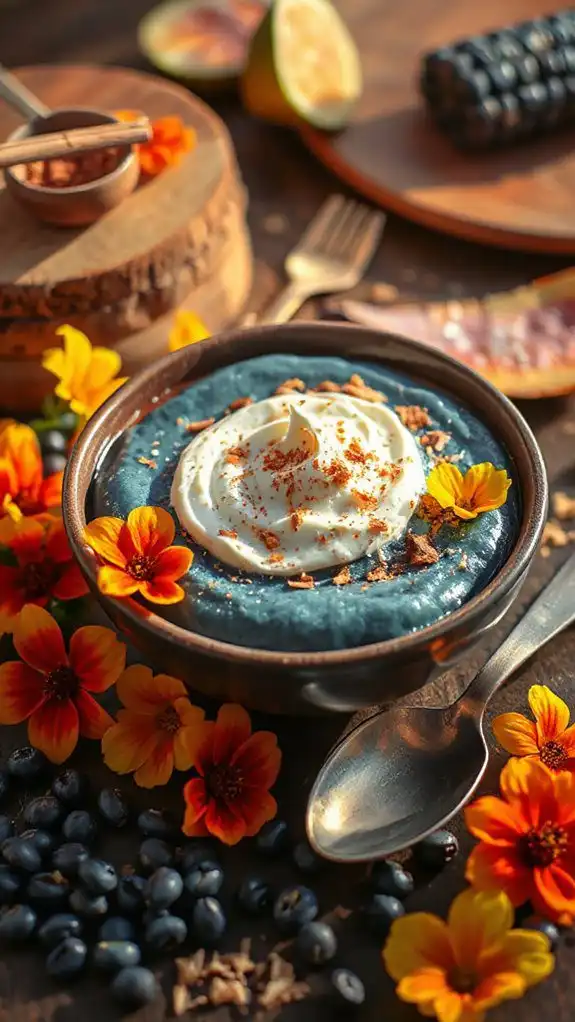 blue corn pudding dessert
