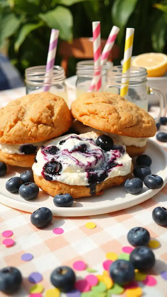 blueberry cheesecake cookie sandwiches