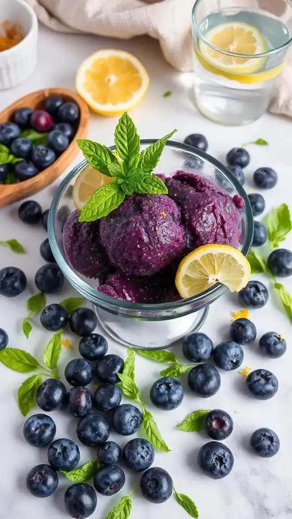 blueberry lemon balm sorbet