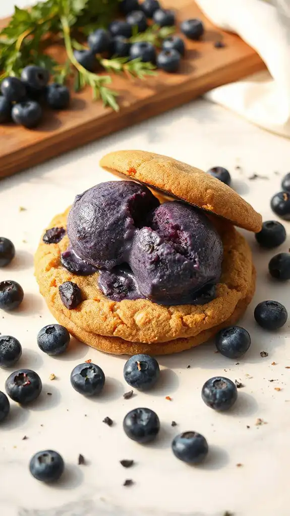 blueberry sorbet with cookies