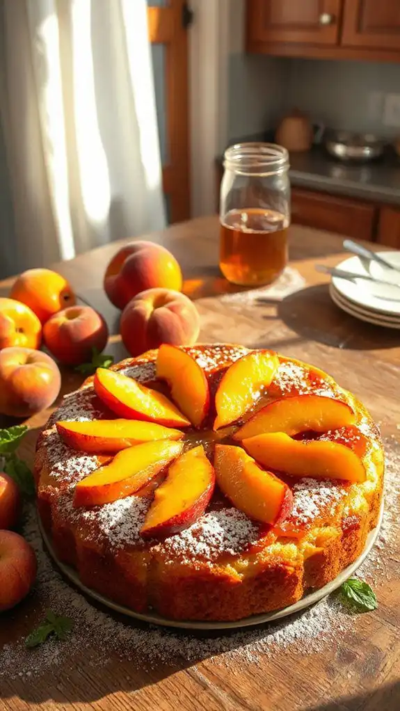bourbon peach upside down cake