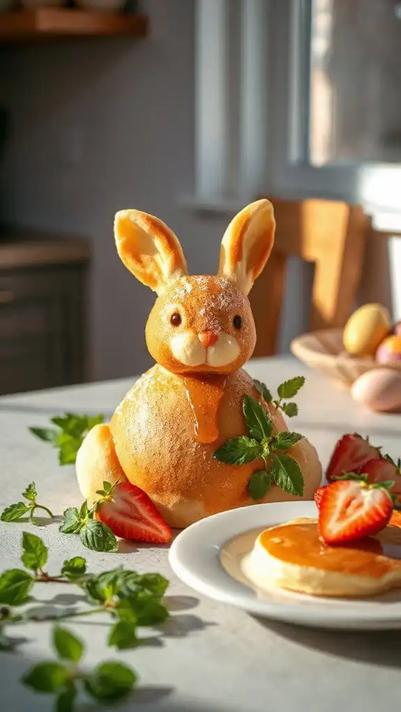 bunny shaped pancake creation
