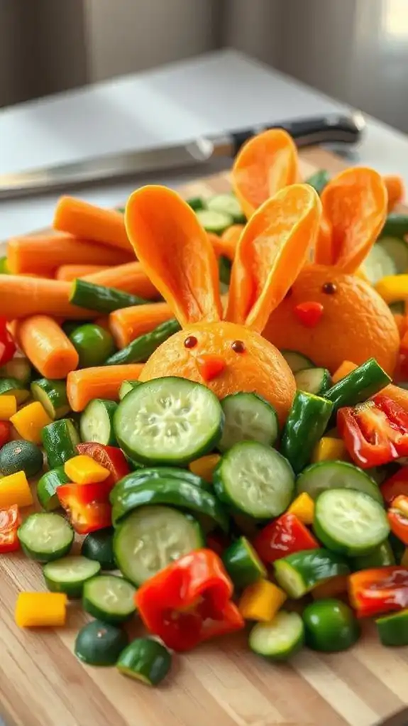 bunny shaped vegetable chopping fun