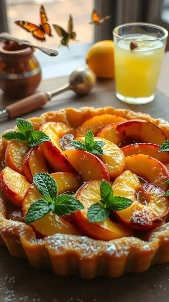 caramelized peach dessert tart
