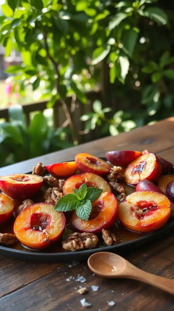 caramelized plums with walnuts