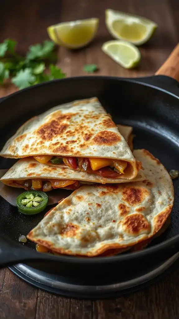 carefully flip the quesadilla