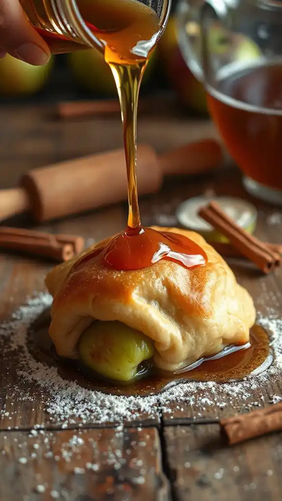 carefully pour warm syrup