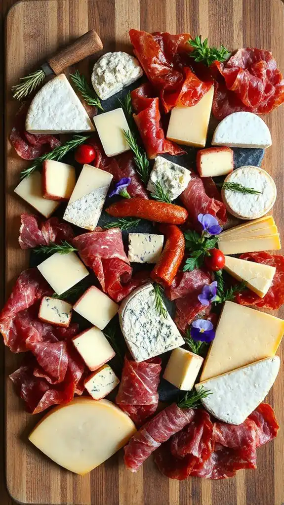 cheese and meats placement