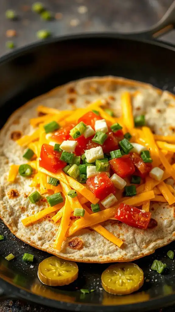 cheese and toppings added