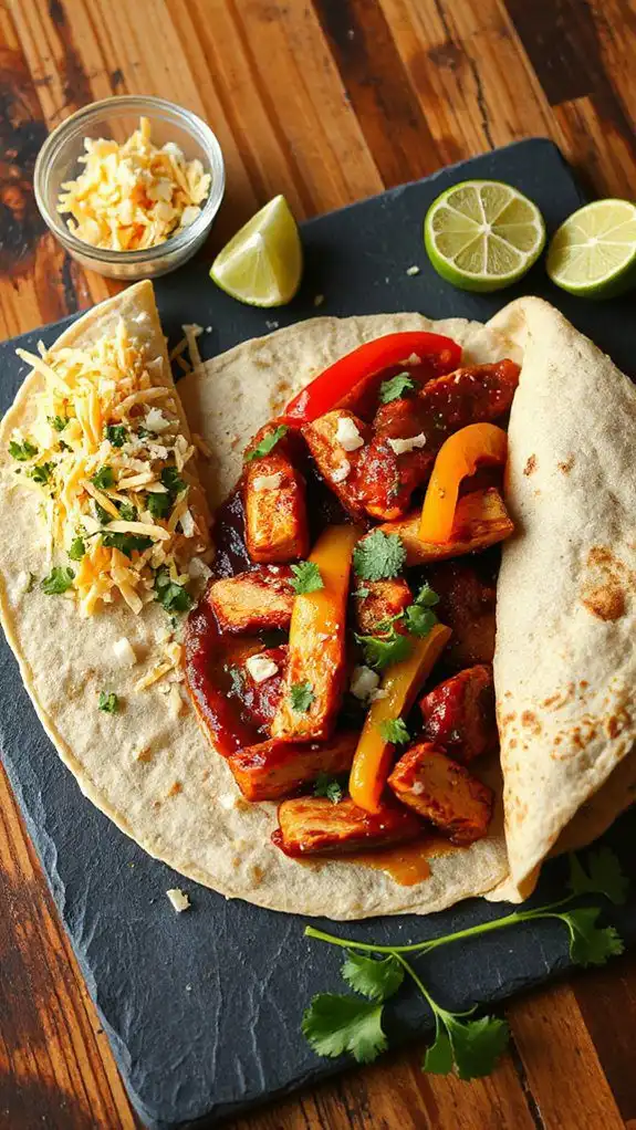 cheese filled quesadilla assembly